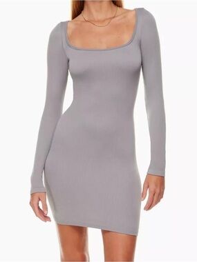 Aritzia Sunday Best Delta SinchSeamless Gray Long Sleeve Dress